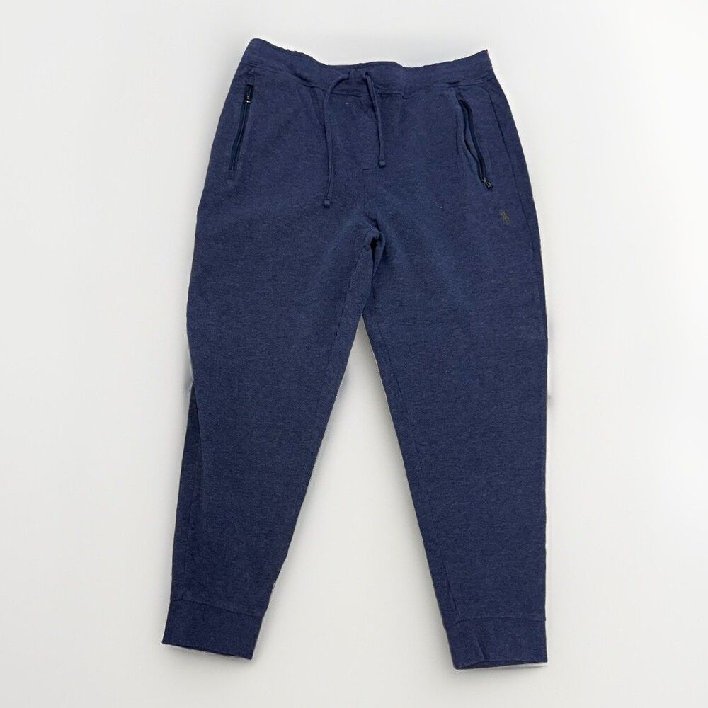 Polo Ralph Lauren Jogger Sweatpants Mens Large Navy Blue Gold Pony Zip Pockets